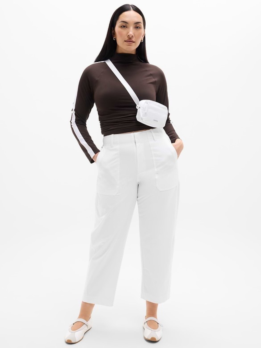 Athleta Skyline High Rise Barrel Leg Pant White size 12